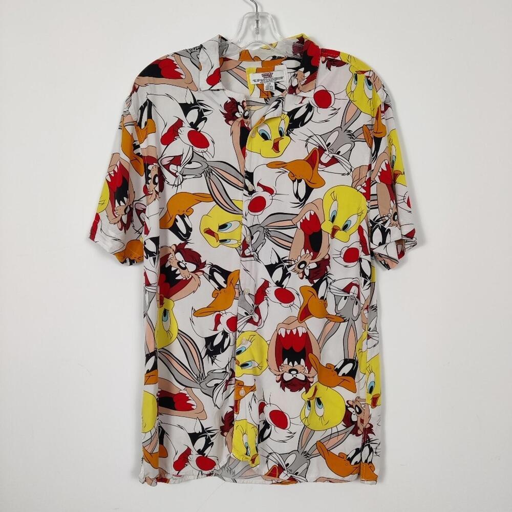 Looney Tunes Men's Button Down Shirt Size Large Graphic